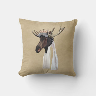 Flying Moose Aviation Pilot auf altem Papier Kissen