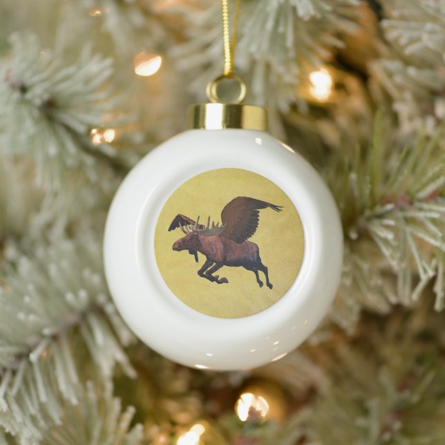 Flying Moose Keramik Kugel-Ornament (Baum)