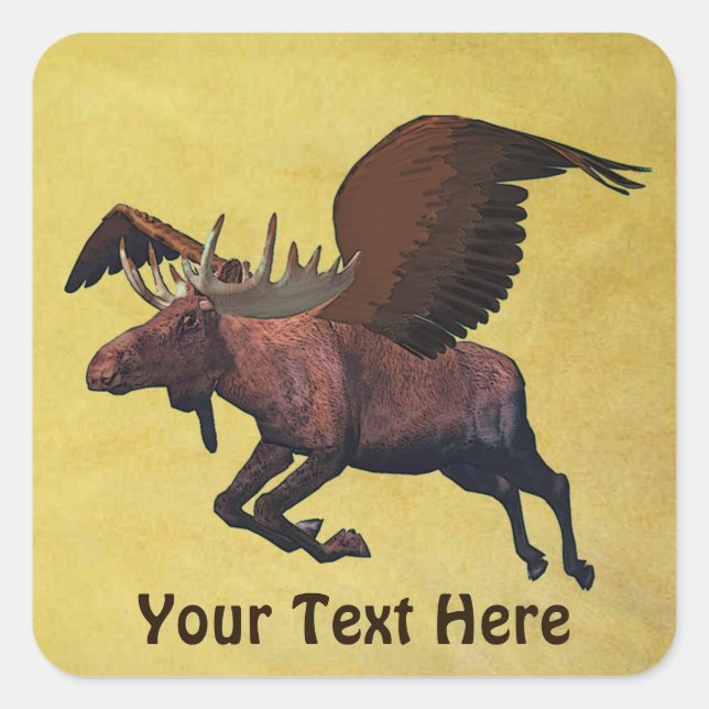 Flying Moose Quadratischer Aufkleber (Vorderseite)