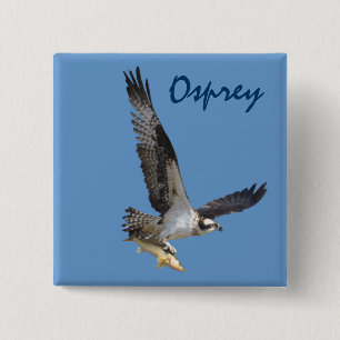 Flying Osprey & Fish Wildlife Fotogray Button