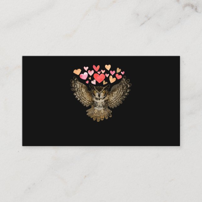 Flying Owl Love Bird Hearts Visitenkarte (Vorderseite)