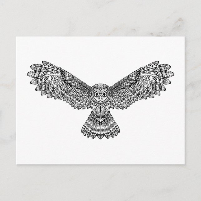 Flying Owl Zendoodle Postkarte (Vorderseite)