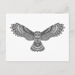 Flying Owl Zendoodle Postkarte