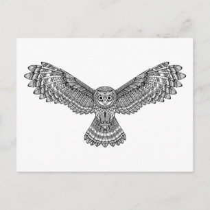 Flying Owl Zendoodle Postkarte