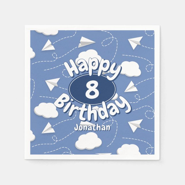flying paper airplanes boy or girl birthday serviette (Vorderseite)