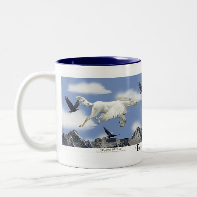 FLYING PEGASUS & EAGLES Fantasy Art Tasse (Links)