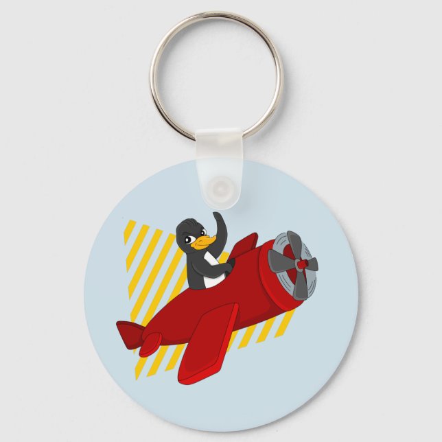 Flying penguing cartoon keychain schlüsselanhänger (Vorderseite)