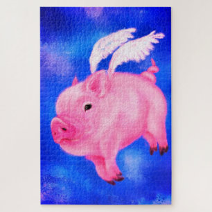 Flying Pig Angel Jigsaw Puzzle Painting Fun