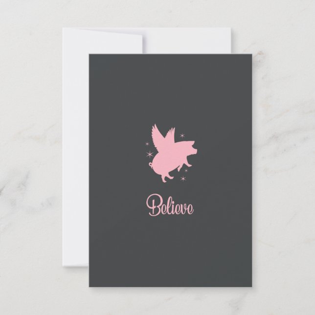 Flying Pig Believe Flat Note Card Mitteilungskarte (Vorderseite)