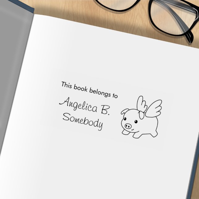 Flying Pig-Buchzeichen Gummistempel (Von Creator hochgeladen)