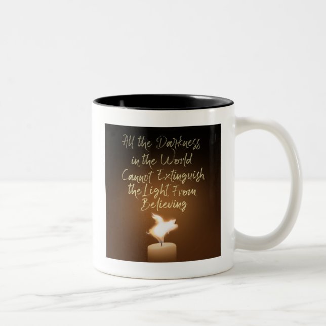 Flying Pig Candle Flame Zweifarbige Tasse (Rechts)