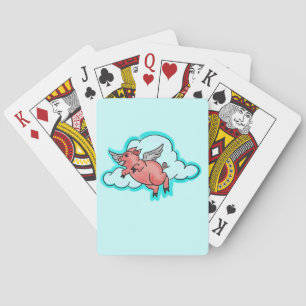 Flying pig cartoon humor playing cards spielkarten