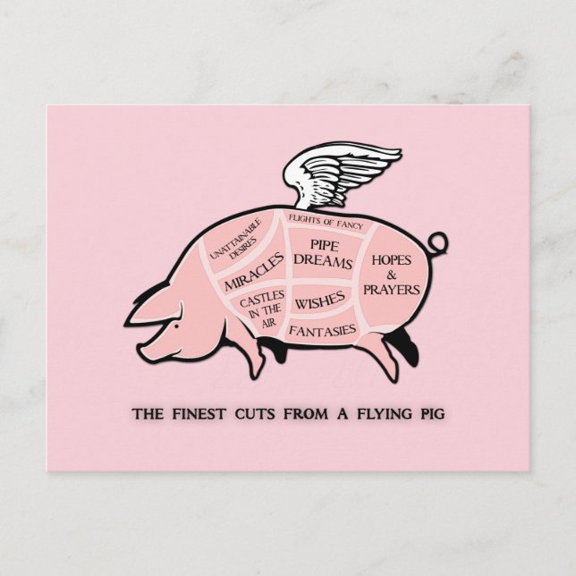 Flying Pig Cut Diagramm Postkarte (Vorderseite)