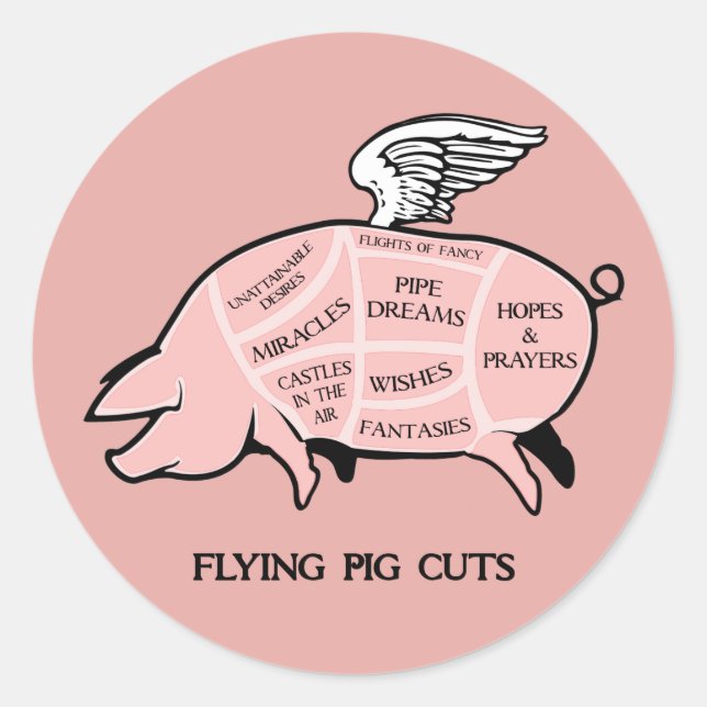 Flying Pig Cuts Aufkleber (Vorderseite)