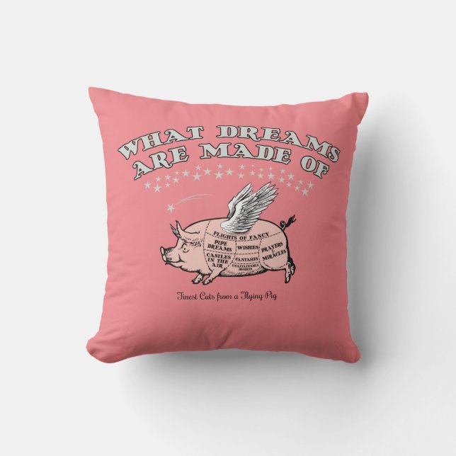 Flying Pig-Cuts-Diagramm Kissen (Vorderseite)