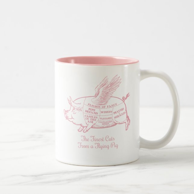 Flying Pig Cuts Zweifarbige Tasse (Rechts)