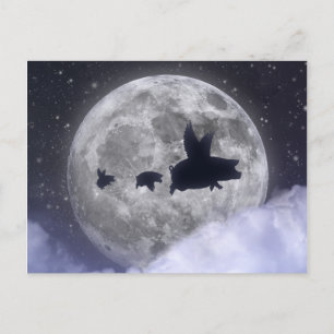 Flying Pig Family Flying Ferkel Postkarte