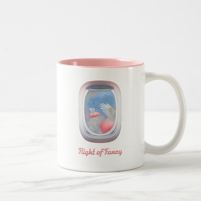 Flying Pig Flight Zweifarbige Tasse (Rechts)