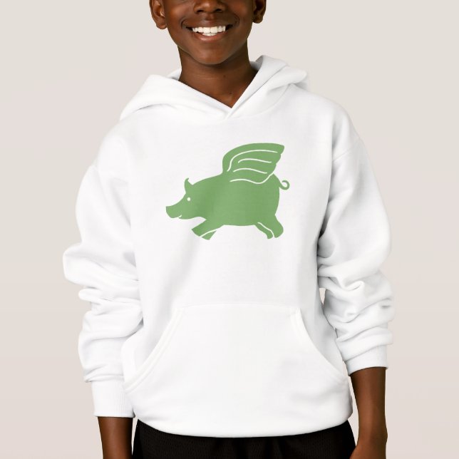 Flying Pig - Green Hoodie (Vorderseite)