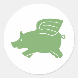 Flying Pig - Green Runder Aufkleber