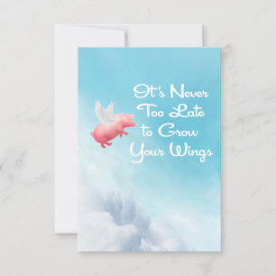 Flying Pig Grow Your Wings Flachkarte Mitteilungskarte