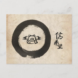 Flying Pig-Hope & Faith Postkarte