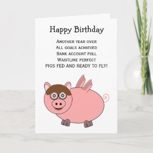 Flying Pig Humour Birthday Card Karte