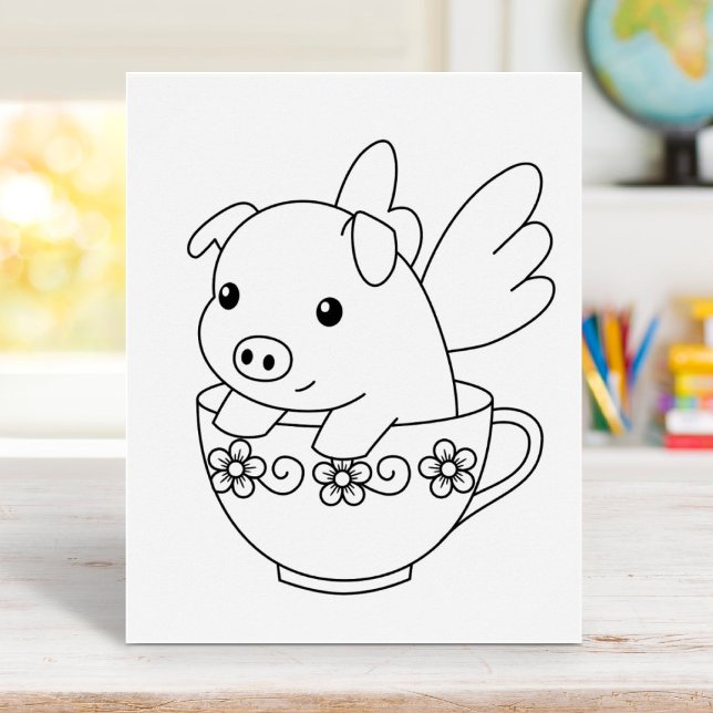 Flying Pig in einer Teacup-Farbseite Poster (Von Creator hochgeladen)
