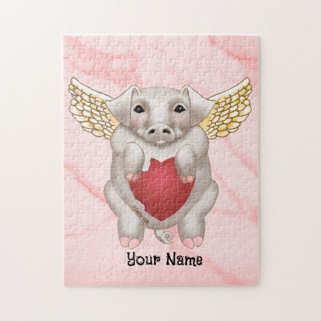 Flying Pig Liebe Custom Jigsaw Puzzle (Vertikal)