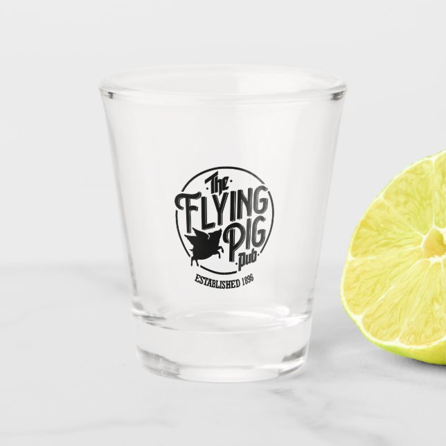 Flying Pig-Logo-Shootglas Schnapsglas (Vorderseite)