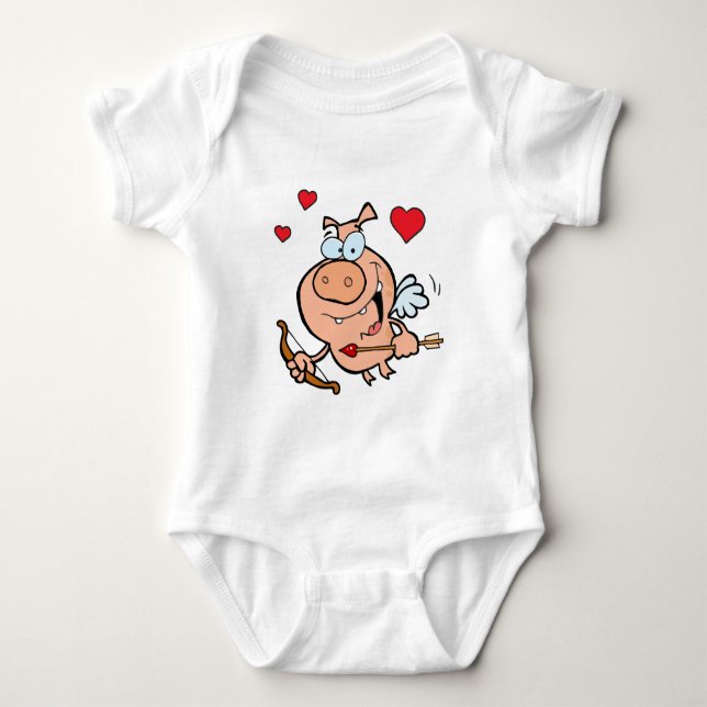 Flying Pig mit Bow und Pfeil Baby Strampler (Vorderseite)