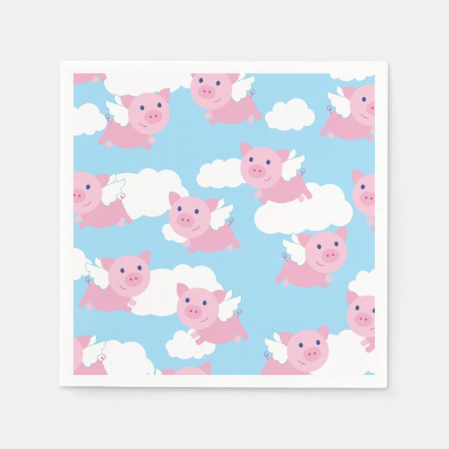 Flying Pig Niedlich 1. Geburtstag Party Napkins Serviette (Vorderseite)