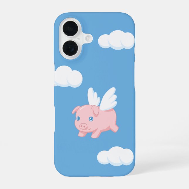 Flying Pig - Niedliches Piglet mit Flügeln auf bla iPhone 16 Hülle (Rückseite)
