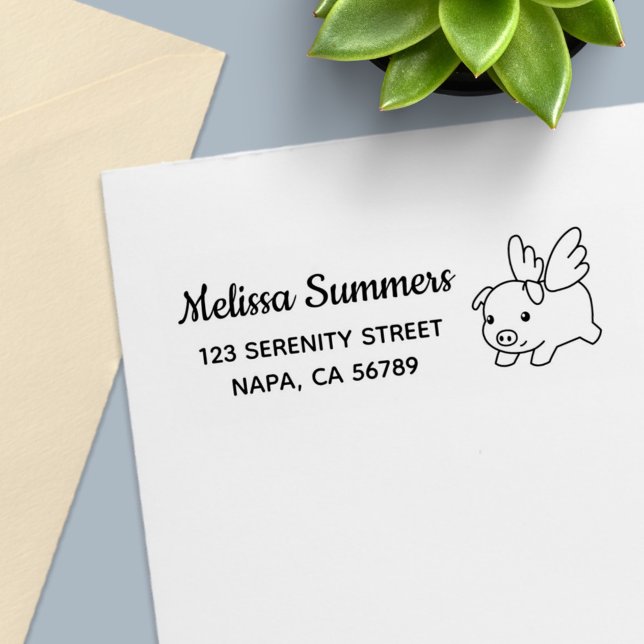 Flying Pig - Piglet with Wings Address Permastempel (Von Creator hochgeladen)