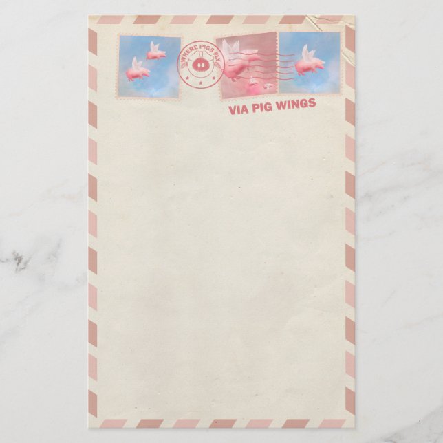Flying Pig Postage Briefpapier (Vorderseite)