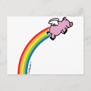 Flying Pig Rainbow Postkarte
