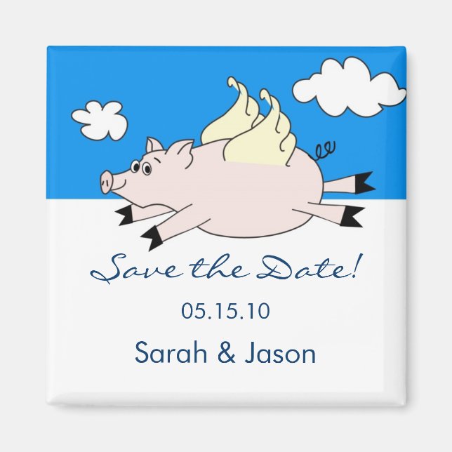 Flying Pig Save the Date Magnet (Vorne)