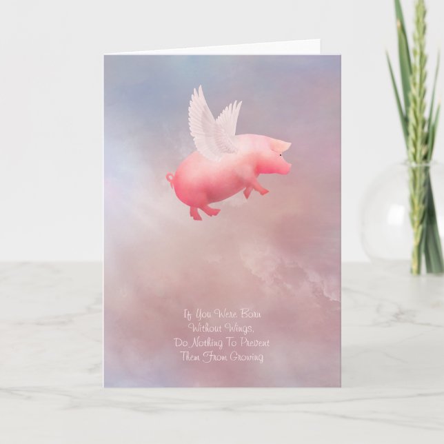 Flying Pig wächst Karte (Vorderseite)