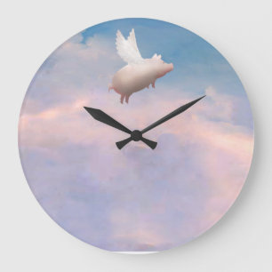 flying pig wall clock große wanduhr