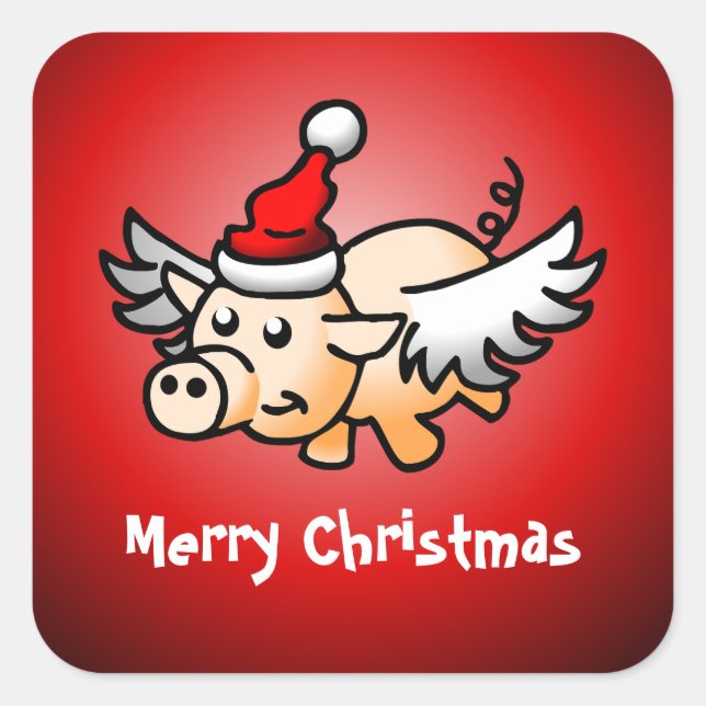 Flying Pig Weihnachtsklassiker Quadratischer Aufkl Aufkleber (Vorderseite)