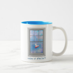Flying Pig-Window Zweifarbige Tasse