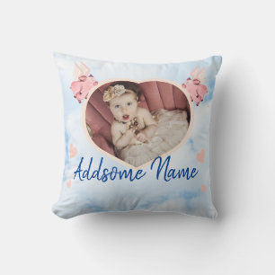 Flying Pig Wing Baby Foto Herz Kissen