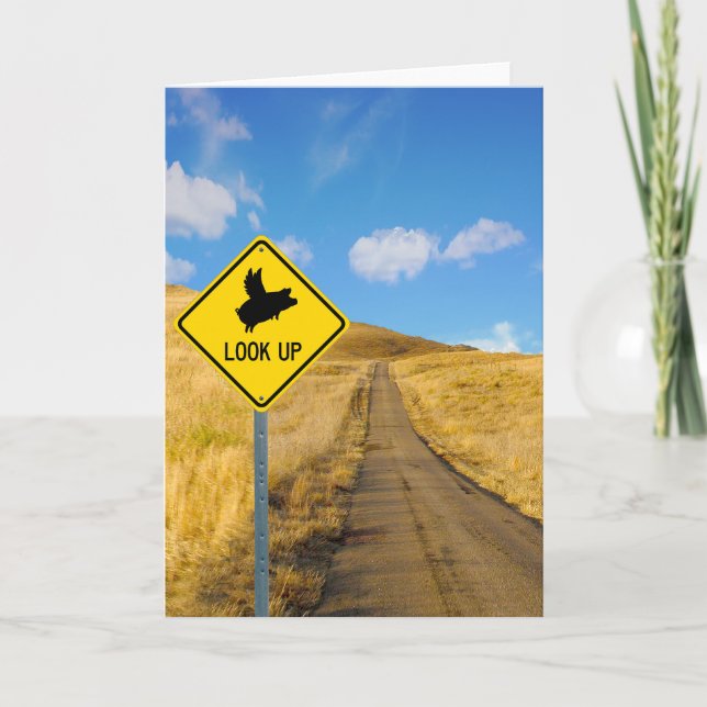 Flying Pig-Zeichen Karte (Vorderseite)