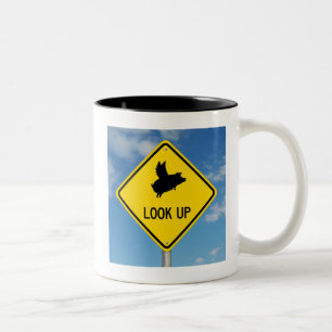Flying Pig-Zeichen Zweifarbige Tasse