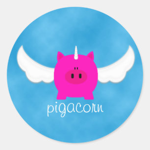 Flying Pigacorn Runder Aufkleber