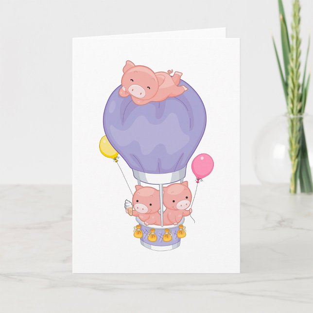 Flying Piggies in Hot Air Balloon Karte (Von Creator hochgeladen)