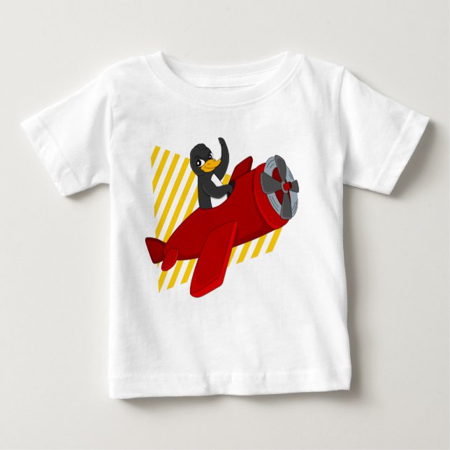 Flying Pinguin Cartoon Baby T - Shirt (Vorderseite)