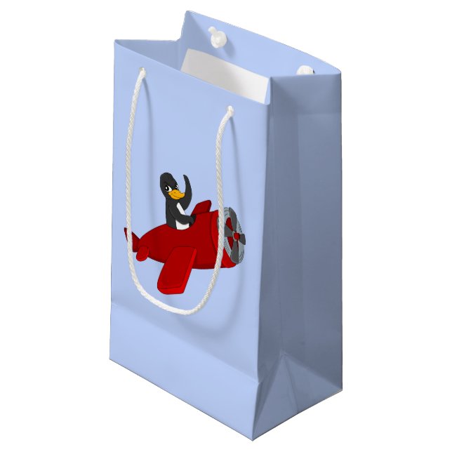 Flying Pinguin Cartoon kleine Geschenktasche Kleine Geschenktüte (Vorderseite Schrägansicht)