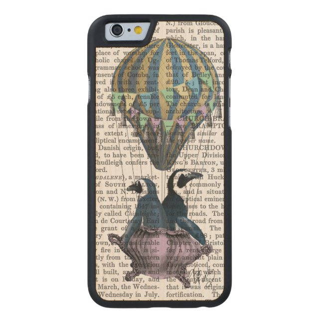 Flying Pinguine Carved Wood iPhone Hülle (Rückseite)