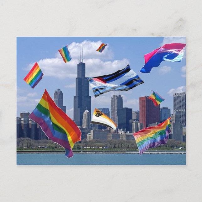 Flying Pride über Chicago Postkarte (Vorderseite)